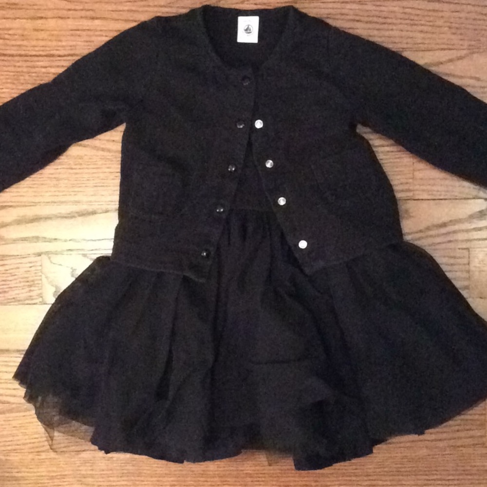 Petit Bateau black tulle shimmer dress 2pc set